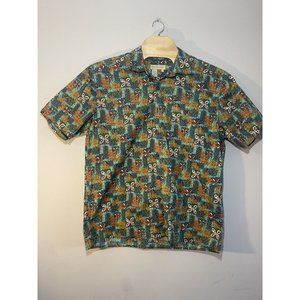 Territory Ahead Hawaiian Shirt Floral‎ Patches Short Sleeve Shirt Large